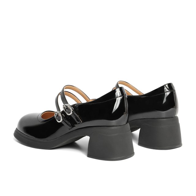 Belle Thick High Heels Mary Jane Women's 2024 Spring and Summer Patent Leather ເກີບຫນັງຂະຫນາດນ້ອຍ Shallow Mouth Single Shoes 3A601AQ4