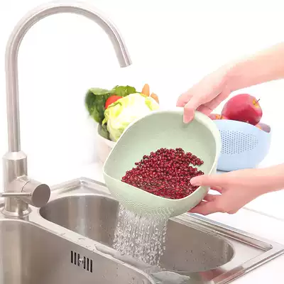 Creative kitchen thickened vegetable washing basin drain basket plastic large fruit basin household fruit washing amoy rice artifact