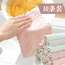 Thickened cloth kitchen household cleaning cloth is not easy to lose hair not easy to dip oil water-absorbing dishwashing towel wipe table dish cloth