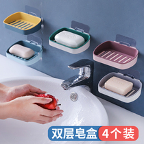 Soap box shelf drain toilet creative non-perforated soap rack household suction cup wall-mounted soap box