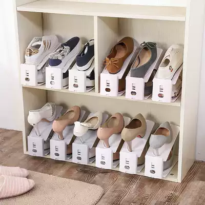 4-piece adjustable one-piece shoe rack Household goods simple plastic shoe rack Double-layer shoe rack Shoe rack storage artifact