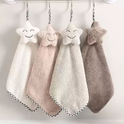 4-pack cartoon hand towel hanging cute hand cloth Kitchen powder room rag absorbent thickening is not easy to lose hair