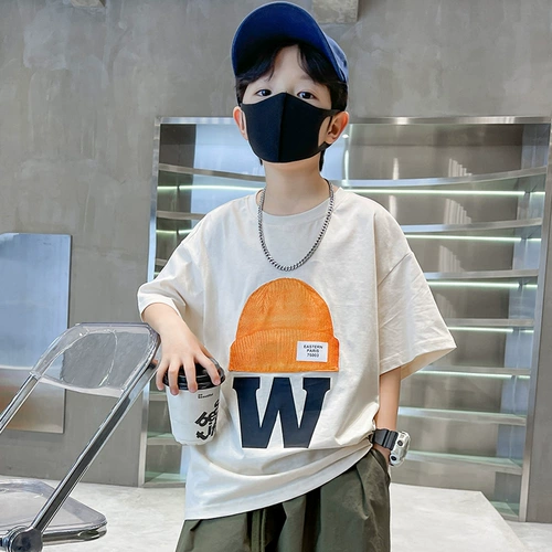 Летняя одежда, детская хлопковая летняя футболка с коротким рукавом для мальчиков, подходит для подростков