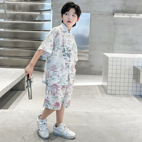 Ханьфу для мальчиков, комплект, детский летний костюм, китайский стиль