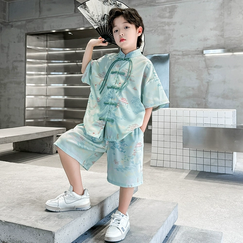 Ханьфу для мальчиков, комплект, детский летний костюм, китайский стиль