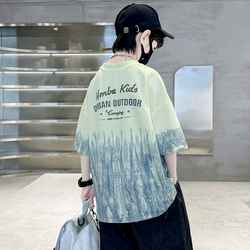 Летняя одежда, летняя хлопковая футболка с коротким рукавом для мальчиков, короткий рукав, подходит для подростков