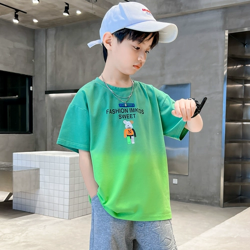 Летняя одежда, летняя детская хлопковая футболка с коротким рукавом для мальчиков, короткий рукав, подходит для подростков