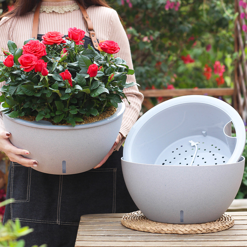 Gold Ge flower pot special basin Gold Ge double layer resin plastic thickened self-absorbent water storage basin large number round flower pot