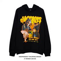 American Retro Hip Hop HD Portrait Direct Spray Print Hooded Sweater Mens and Womens oversize Loose Street Blouse