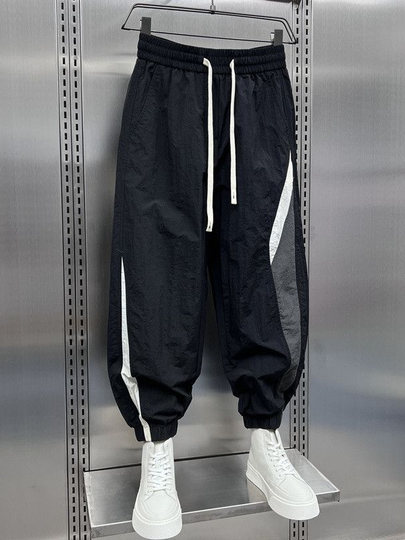 Extra Large Size 150kg Summer Quick-Drying Striped Patchwork Jogger Sweatpants Men's Trendy Loose Casual Harem Pants2