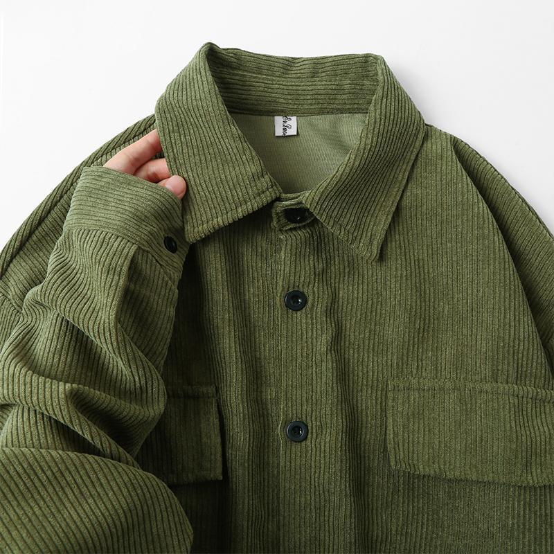 Extra Large Size 150kg Corduroy Long-Sleeved Shirt for Men and Women, Autumn Retro Heavy Loose Casual Jacket Top2