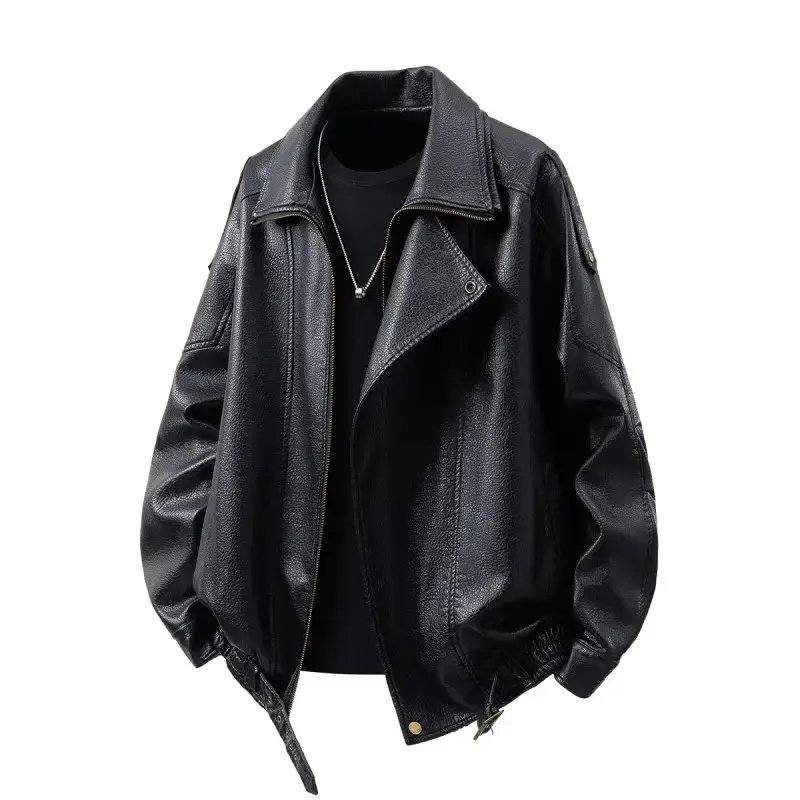 Extra Large Size 150kg American Biker Style Pu Leather Jacket for Men and Women, Spring Style, Loose Casual Jacket for Couples, Top 2 Extra Large Size 150kg American Biker Style Pu Leather Jacket for Men and Women, Spring Style, Loose Casual Jacket for Couples, Top 2
