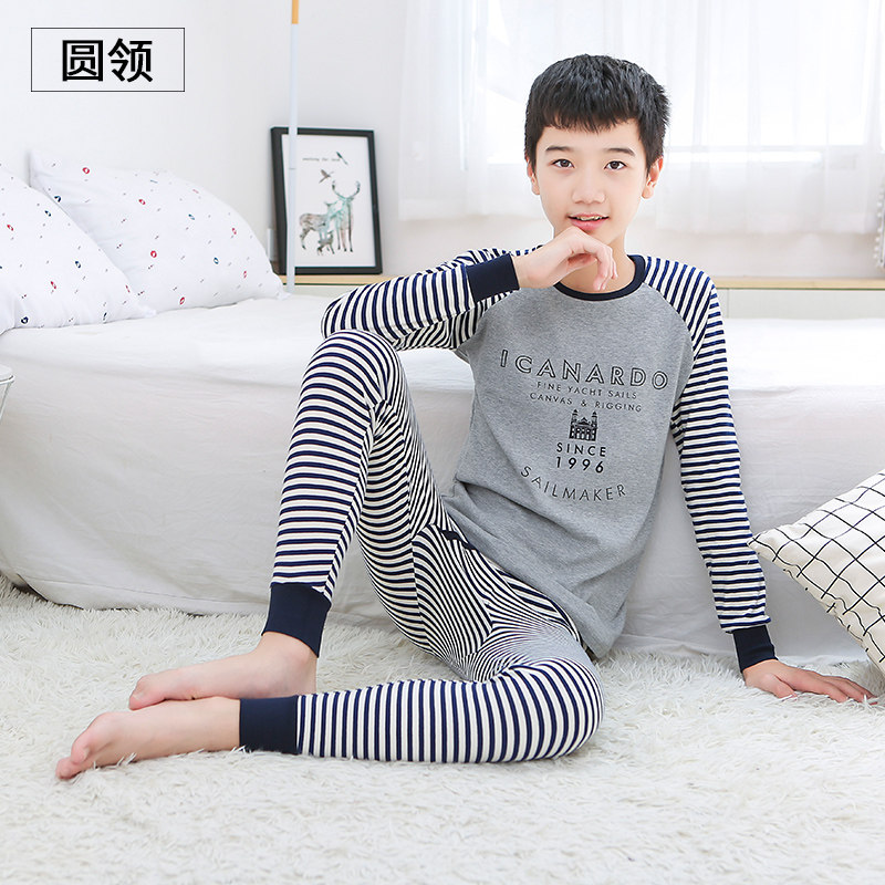 CUHK Boy Fever Clothes Pants Pure Cotton Boy Children Autumn Clothes Sanitary Pants Teen Girl 15 Year Old Full Cotton Sweatshirt