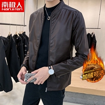 Leather jacket for mens spring and autumn trends New 2022 exploits for mens winter plus suede thickened mens leather jacket winter clothing