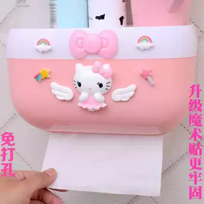 Creative toilet paper box Wall-mounted powder room tissue box Punch-free roll toilet paper box Toilet toilet waterproof removable toilet paper rack