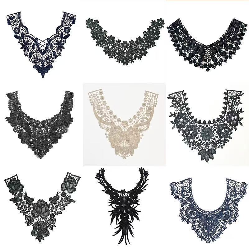 New Water-Soluble Lace Three-Dimensional Hollow Embroidery Polyester Silk Large Corsage Embroidered Collar Fake Collar DIY Accessories Materials
