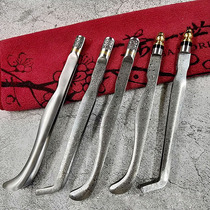 茶夹大马士革钢手工茶夹子套装茶具配件茶刀茶针金属功夫茶具工具