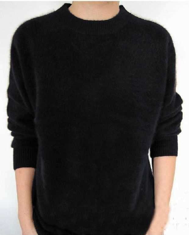 Giải phóng mặt bằng nửa mùa cổ áo nhung cao cổ áo len nam cổ tròn cashmere áo len rắn màu áo thun len đan đáy áo cổ lọ