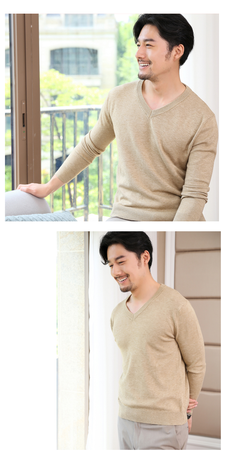 Mùa thu và mùa đông áo len cashmere mới nam cổ chữ V màu dày, áo len dày cỡ lớn trùm đầu áo len đáy quần phiên bản Hàn Quốc áo có cổ