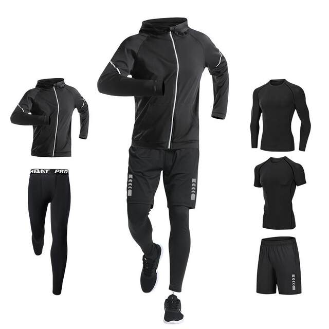 Sports Suit Men's Running Fitness Clothes Spring Quick-Drying Clothes Tight-Fitting Professional Morning Running Training Spring and Summer Cycling Clothes