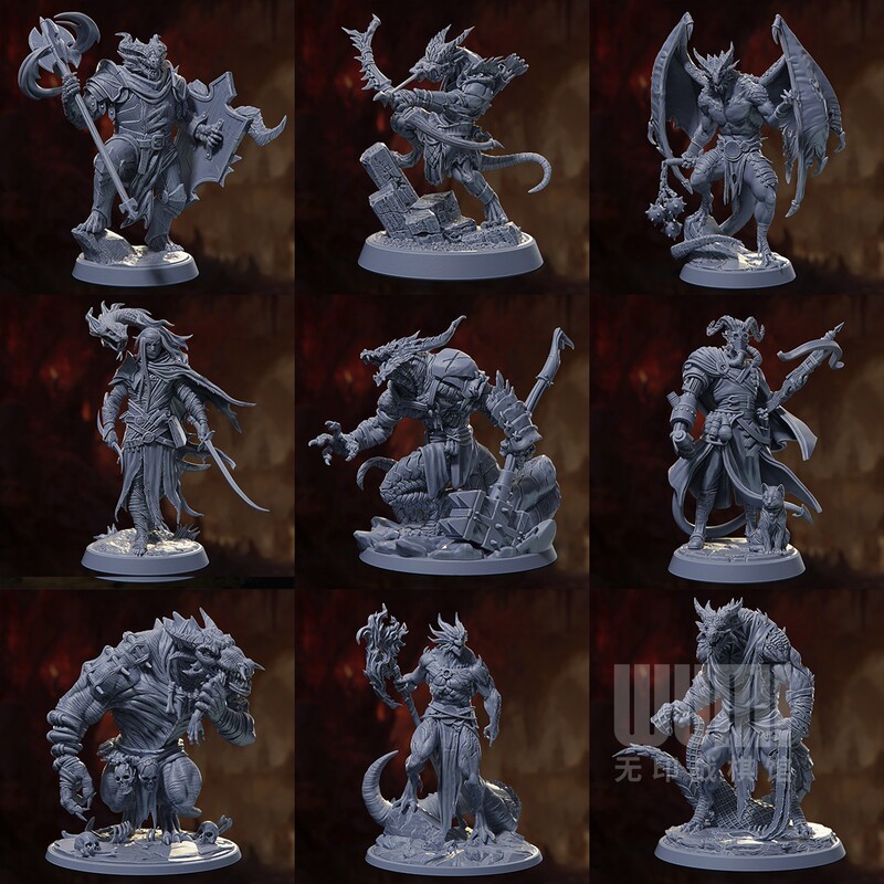 【First-Line Hope】Dragonborn Gnome Tieflyn Lizardman Paladin Dnd Tabletop Game Miniatures