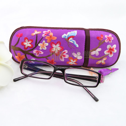 Yifei Hunan embroidery pure hand embroidery conventional embroidery glasses case Chinese style Hunan special gift for Mother gift