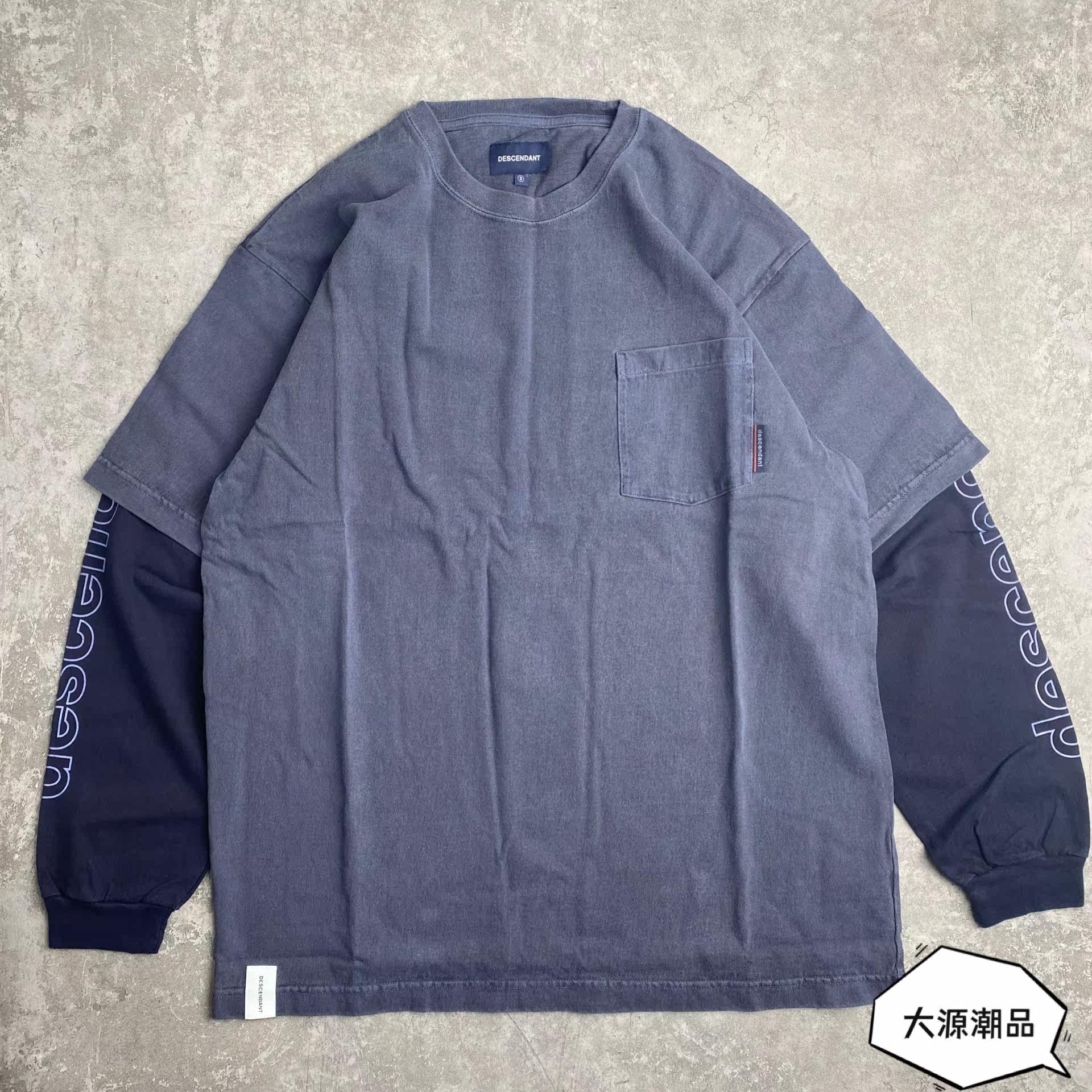 Spot DESCENDANT MILITIA LAYERD TEE Water Wash Wash Wash Wash Wash and Draw Arm Length Leave Two Long Sleeves