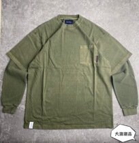 Spot DESCENDANT MILITIA LAYERD TEE washed batik waffle fake two long sleeves