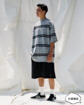 Discount spot NAUTICA Border High Neck Hasegawa semi-high collar striped heavy short-sleeved T-shirt