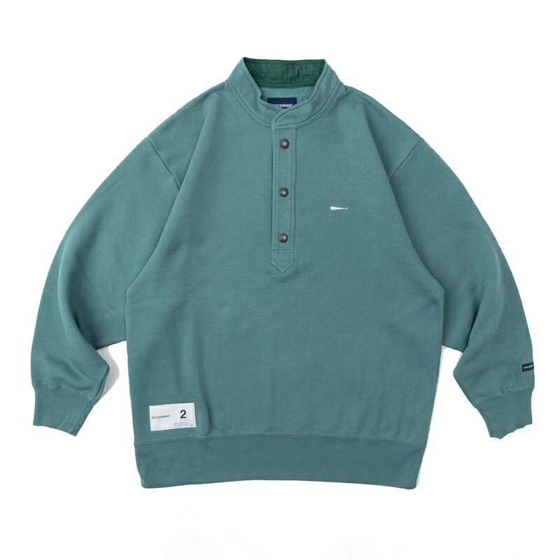 Spot DESCENDANT VOIL HENLEY NECK SWEATSHIRT 19AW Henry collar sweater