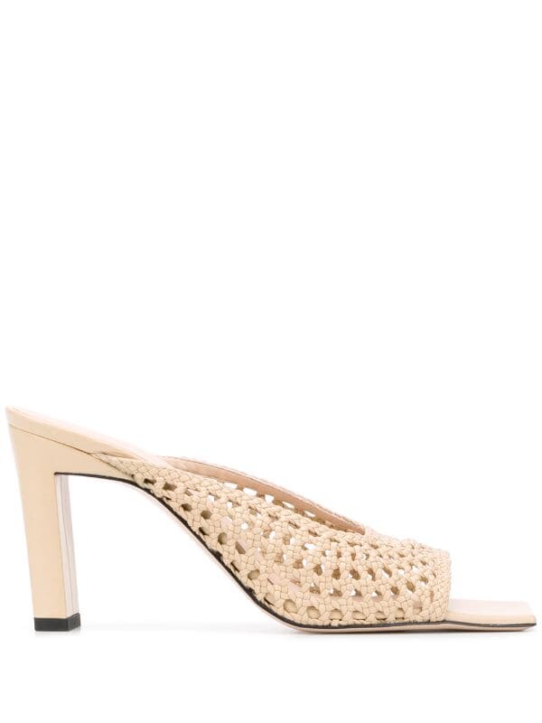  Wandler 2022 beige leather open-toe square head women's shoes