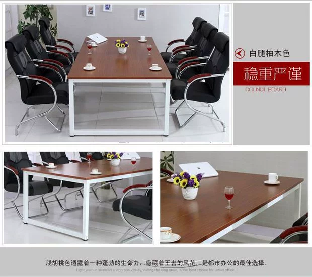 Bàn dài hội nghị bàn đơn giản hiện đại nội thất văn phòng rèn bàn ghế sắt kết hợp khung thép thanh bàn đàm phán bàn đào tạo - Nội thất văn phòng