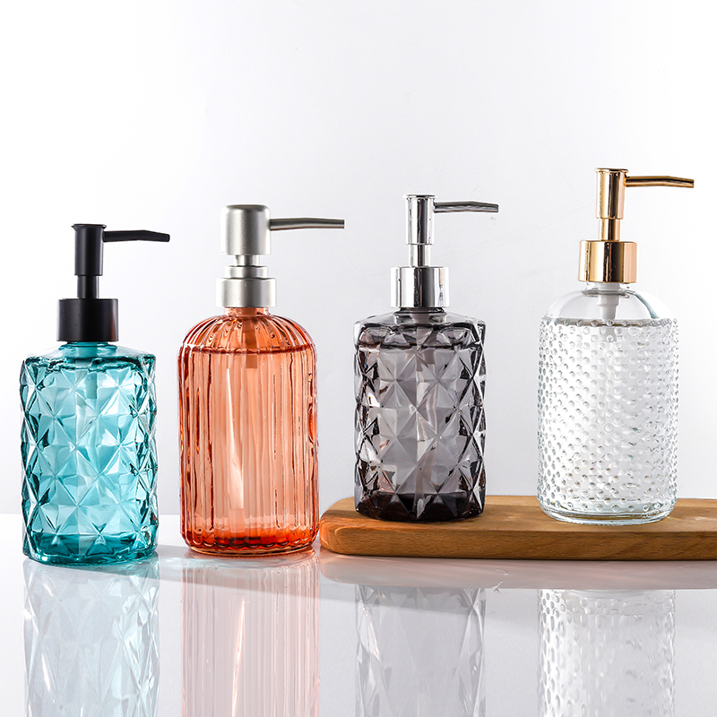Glass Handwashing Liquid Bottle Pressure Pump Shampoo shampoo Shampoo Bottle O type Bath Lotion Bottle Press Cosmetic Bottle-Taobao