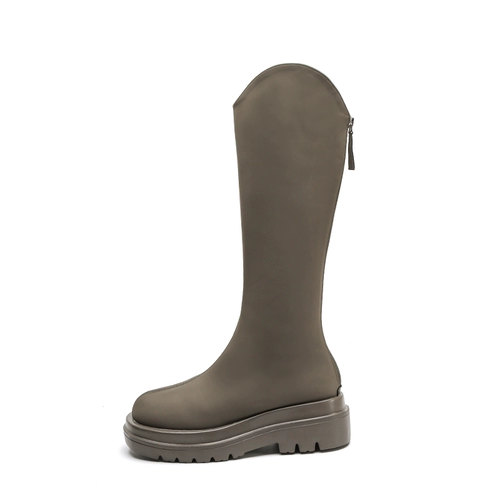 Демисезонные эластичные высокие сапоги, ботинки с молнией, 2024 года, молния сзади, подходят для подростков
