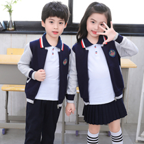 Kindergarten uniform spring and autumn three-piece sportswear suit childrens autumn and winter class uniform cotton British style student school uniform