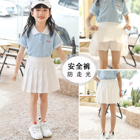 女童半身裙2025春夏新款女孩裙子百搭百褶裙儿童表演黑色白色短裙