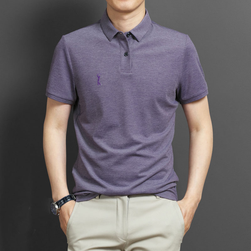 Ice Silk Polo Shirt Man Short Sleeve T-shirt Summer Pure Cotton Boomer Brand Business Turtlenecv Raurenma Ball Casual Blouse New