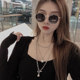 Trendy cool all-match necklace female ins accessories double-layer chain sweater chain hip-hop design sense men's necklace decoration