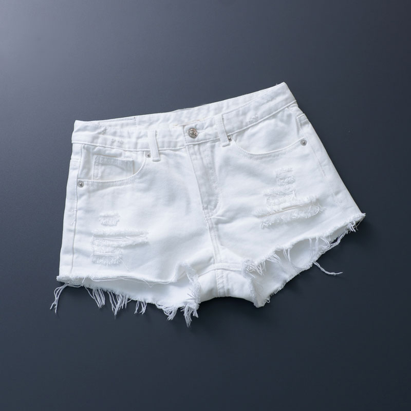 European and Korean Style 2025 Summer Versatile Tassel Mid-Waist Denim Shorts Slimming Women's White Black Ripped Hot Pants Trendy Soft European and Korean Style 2025 Summer Versatile Tassel Mid-Waist Denim Shorts Slimming Women's White Black Ripped Hot Pants Trendy Soft