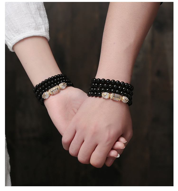 Pha lê Bracelet Obsidian Hạt của Nam Giới Phụ Nữ Nhật Bản và Hàn Quốc Phiên Bản Các Cặp Vợ Chồng Vòng Đeo Tay Cá Tính Hoàng Đạo Quá Cảnh Đồ Tran ...