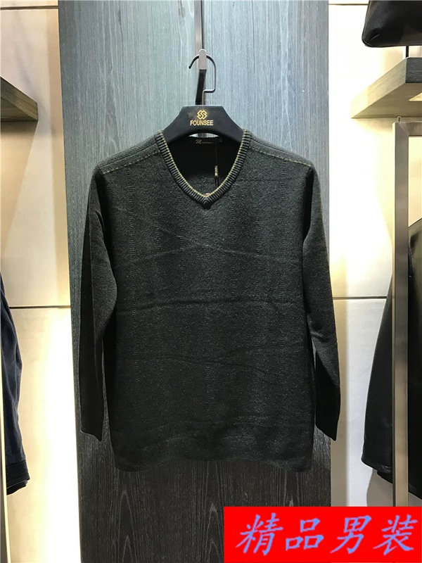 3 màu 95% cashmere nam mùa thu và mùa đông V-Cổ áo len cashmere tag giá 3980 nhân dân tệ