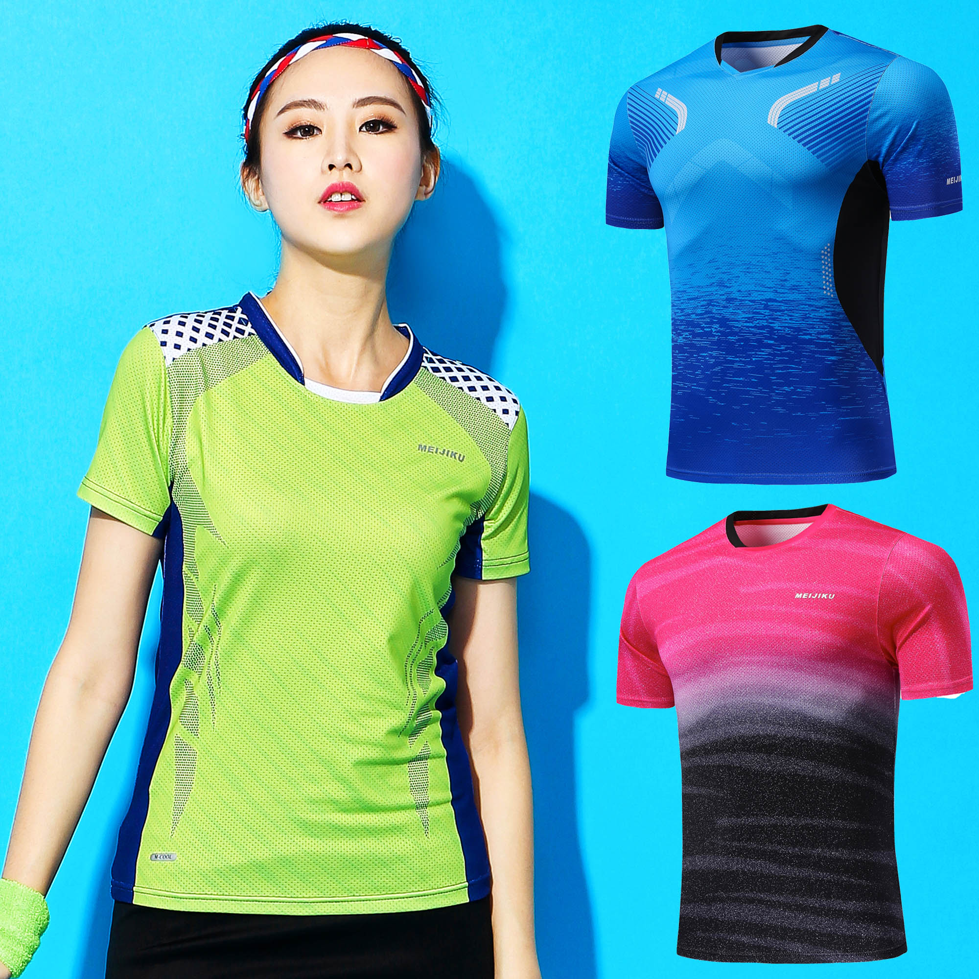 Badminton suit men and women short sleeves coat dry breathable sportswear half sleeve fit table tennis team service group buy large yards