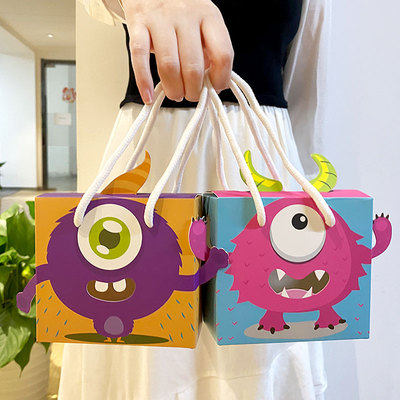 Little Monster Cartoon Candy Box Children's Day Easter Gift Tote Bag Hollow Cookies Halloween Small Packaging Box
