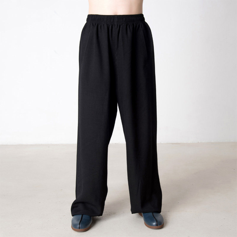 Brown Spring and Summer Handy Pure Cotton Fan Tai Chi Costume Trainer Bowler and Women's Household Kung Fu Yoga Lantern Pants