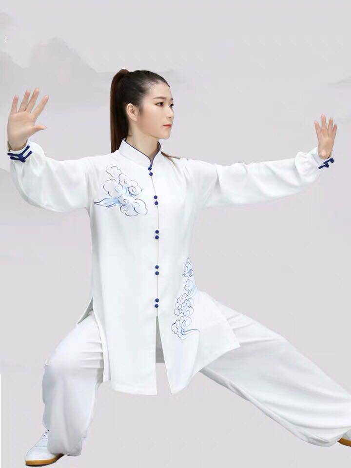 New elastic cotton tai chi clothes female Chinese wind male taijiquan style martial arts performance Martial Arts Performance Suit Hand-painted Disc Buckle