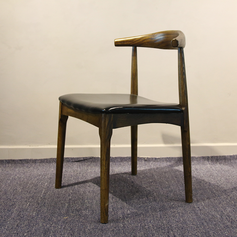 LOFT Industrial Wind Conference Kung Fu Tea Table Stool White Wax Wood Leather Cushion Solid Wood Horn Chair Walnut Furniture