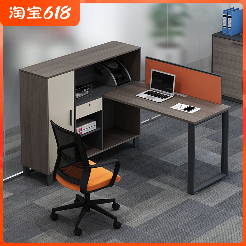 Minimalist modern single position Finance desk office desk screen L type Accounting 1 6 m station table and chairs combined furniture
