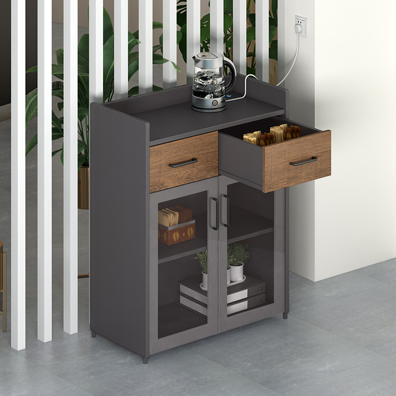 Industrial wind glass tea cabinet small side table tea room low cabinet storage cabinet printer cabinet office furniture