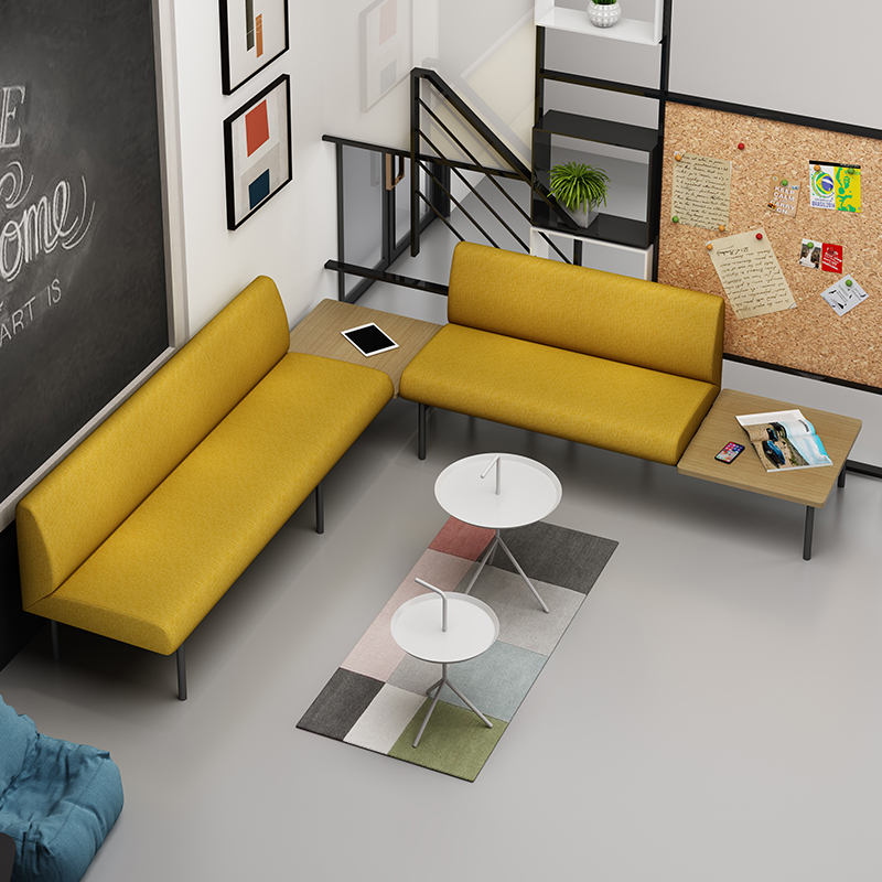 Yellow Creative Cloth Art Office Sofa Tea Table Combination Suit U Type Free Splicing Casual Area Profiled Furniture