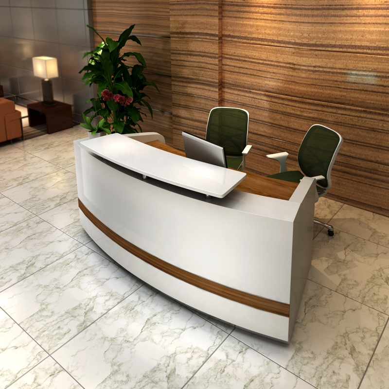 Marble curved front desk office reception Simple white paint Piano beauty salon cash register counter Small bar table